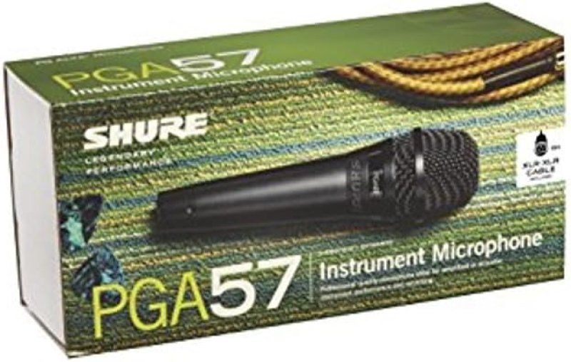 SHURE PGA57 DYNAMIC INSTRUMENT MICROPHONE WITH CARDIOID PATTERN, XLR CABLE STAND ADAPTER