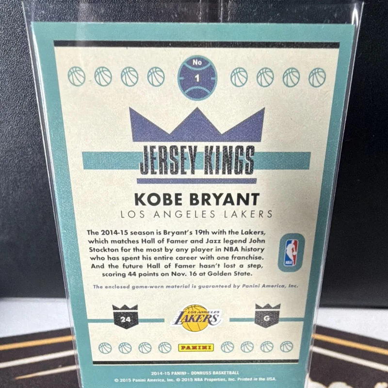 DONRUSS JERSEY KINGS KOBE BRYANT MEM #1 LOS ANGELES LAKERS SHARE PANINI 2014-15