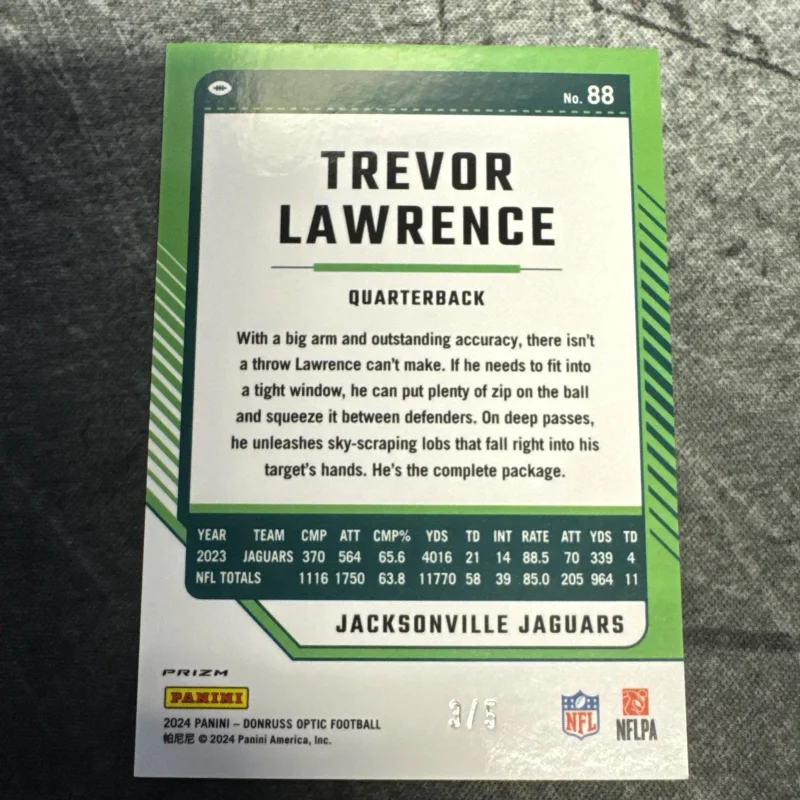 DONRUSS OPTIC TREVOR LAWRENCE BLUE OPTIC #3/5 SHARE 2024