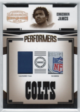 DONRUSS GRIDIRON GEAR PERFORMER JSY PATCH NFL SHIELD #18 EDGERRIN JAMES /25 SHARE 2005