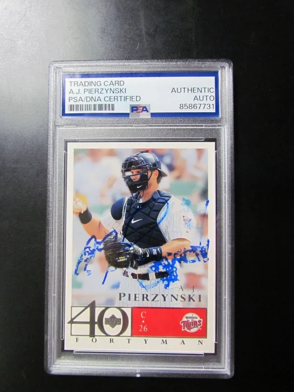 DONRUSS SIGNATURE SERIES A.J. PIERZYNSKI SIGNED CARD PSA CERTIFIED ENCAP 2003