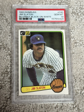 DONRUSS JIM SLATON BIO PRINT ERROR MILWAUKEE BREWERS SHARE PSA 10 BASEBALL CARD 1983