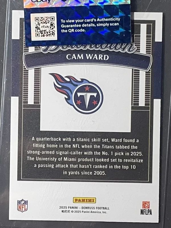 DONRUSS CAM WARD DOWNTOWN! RC INSERT #12 TENNESSEE TITANS SHARE 2025 PANINI