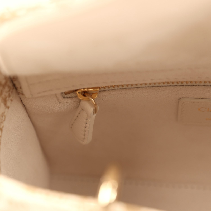 CHRISTIAN DIOR SMALL "PLAN DE PARIS" LADY DIOR BAG NATUREL, WHITE GRAINED CALFSKIN LIGHT GOLD HARDWARE