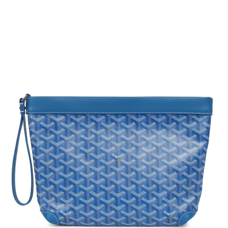GOYARD GOYARDINE CANVAS SKY BLUE CONTI POUCH PALLADIUM HARDWARE