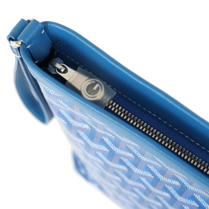 GOYARD GOYARDINE CANVAS SKY BLUE CONTI POUCH PALLADIUM HARDWARE