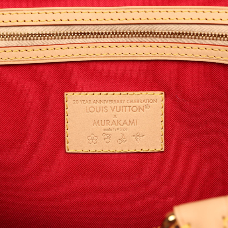 LOUIS VUITTON X TAKASHI MURAKAMI CHERIES KEEPALL BANDOULIERE 45 RED, BROWN MONOGRAM CHERRY GOLD HARDWARE