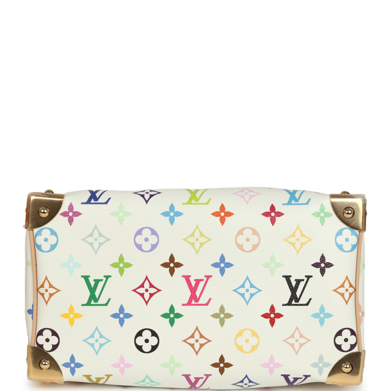 LOUIS VUITTON X TAKASHI MURAKAMI SPEEDY 25 BANDOULIERE WHITE MULTICOLORED MONOGRAM GOLD HARDWARE