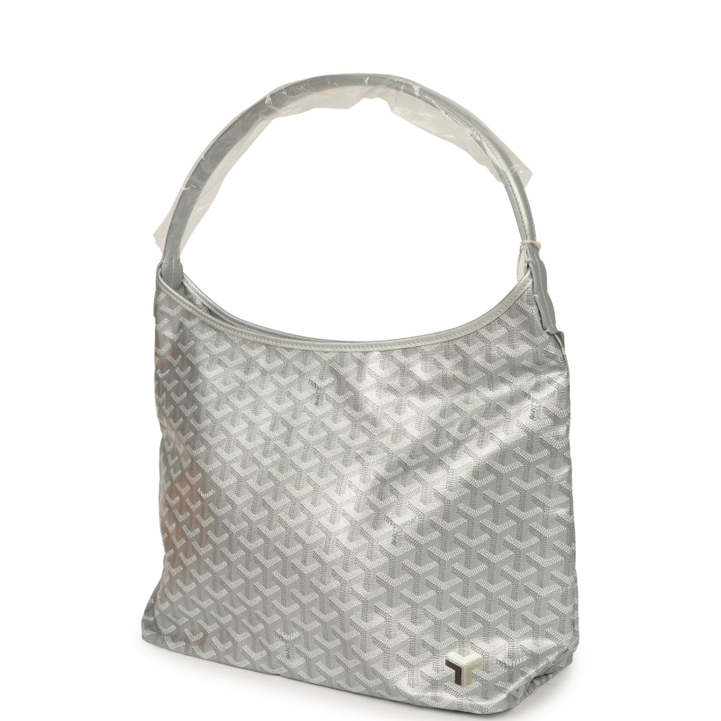 GOYARD GOYARDINE SILVER METALLIC BOHEME HOBO PALLADIUM HARDWARE