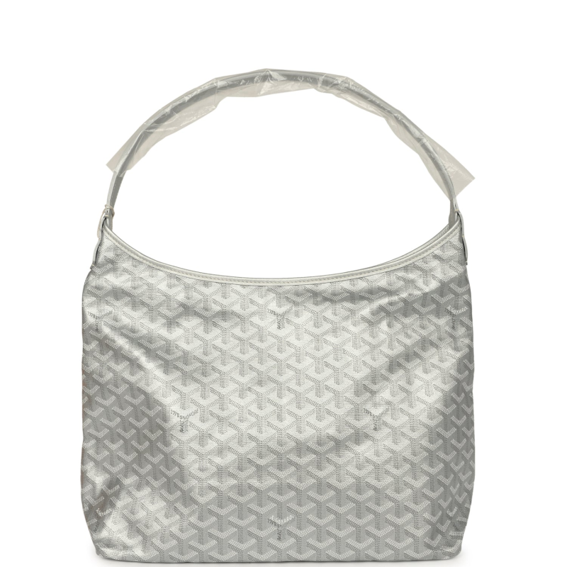 GOYARD GOYARDINE SILVER METALLIC BOHEME HOBO PALLADIUM HARDWARE