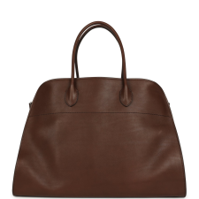 THE ROW SOFT MARGAUX 17 BAG DEEP BROWN SADDLE SILVER HARDWARE