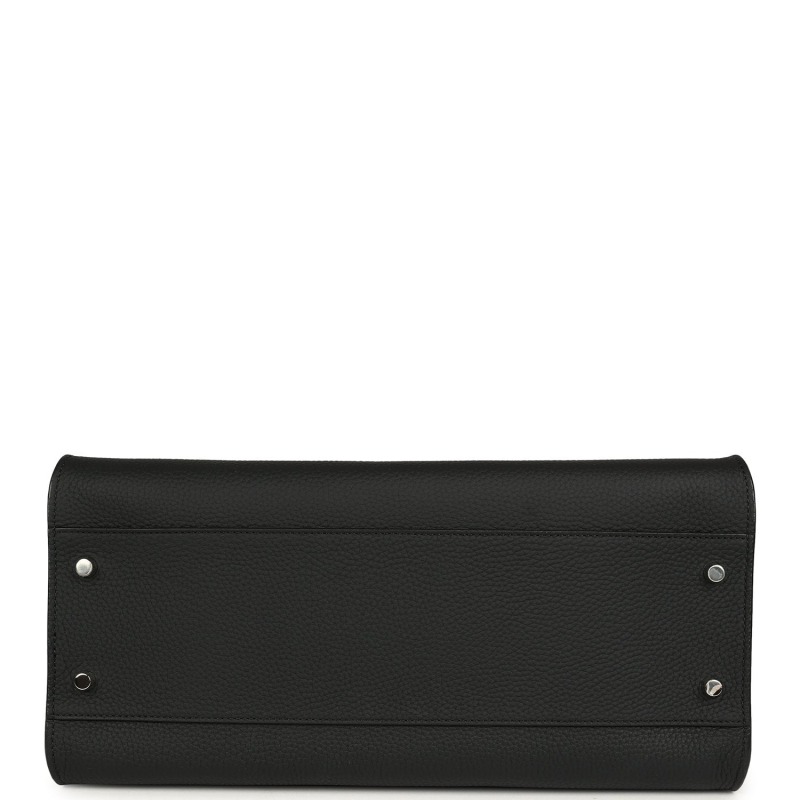 THE ROW SOFT MARGAUX SHOULDER 12 BAG BLACK CALFSKIN SILVER HARDWARE