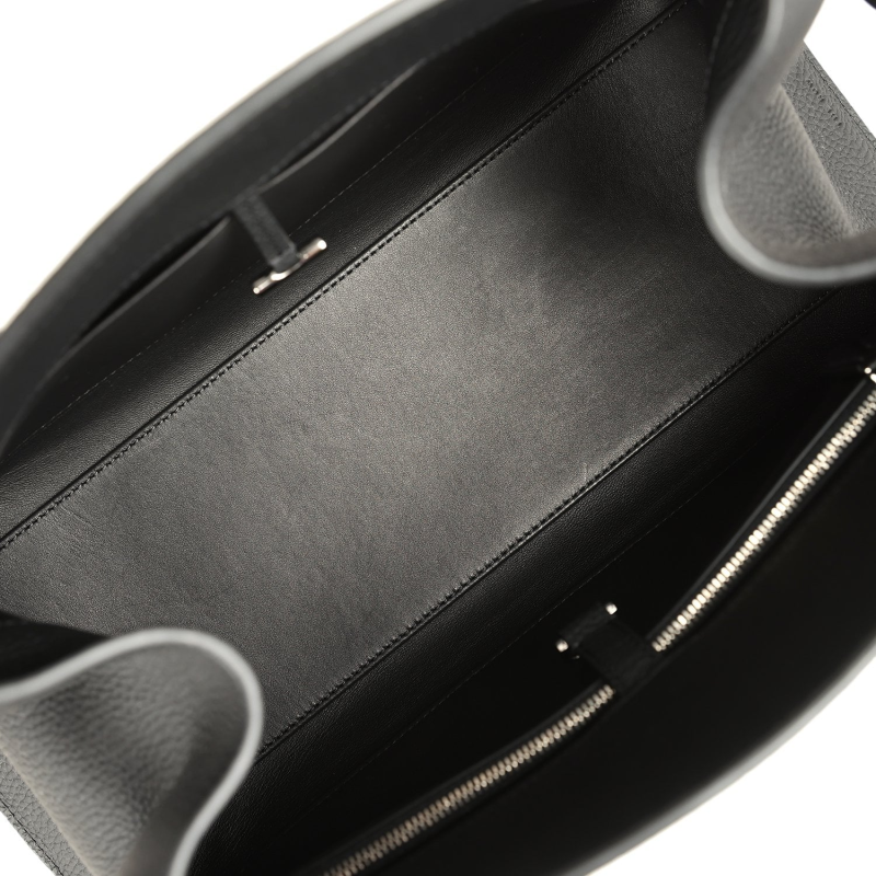 THE ROW SOFT MARGAUX SHOULDER 12 BAG BLACK CALFSKIN SILVER HARDWARE