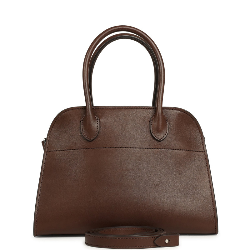 THE ROW SOFT MARGAUX 10 DEEP BROWN SADDLE SILVER HARDWARE