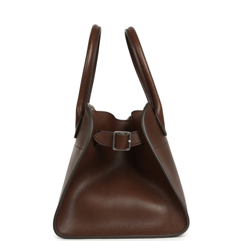THE ROW SOFT MARGAUX 10 DEEP BROWN SADDLE SILVER HARDWARE
