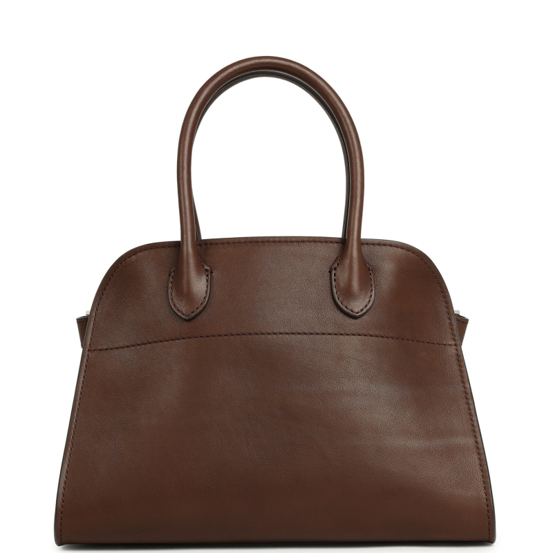 THE ROW SOFT MARGAUX 10 DEEP BROWN SADDLE SILVER HARDWARE