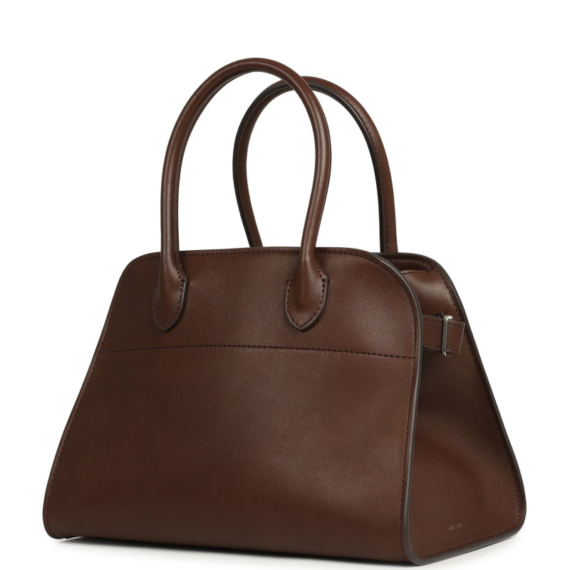 THE ROW SOFT MARGAUX 10 DEEP BROWN SADDLE SILVER HARDWARE