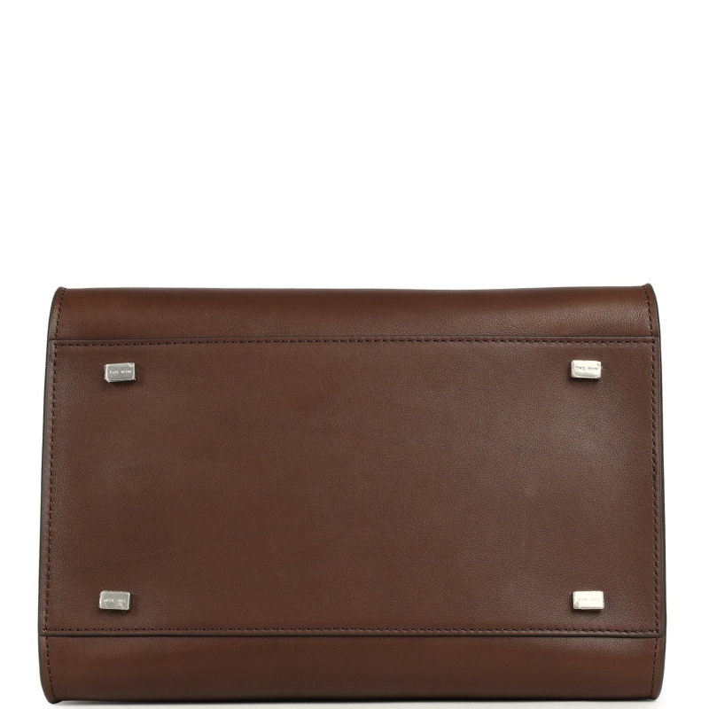 THE ROW SOFT MARGAUX 10 DEEP BROWN SADDLE SILVER HARDWARE