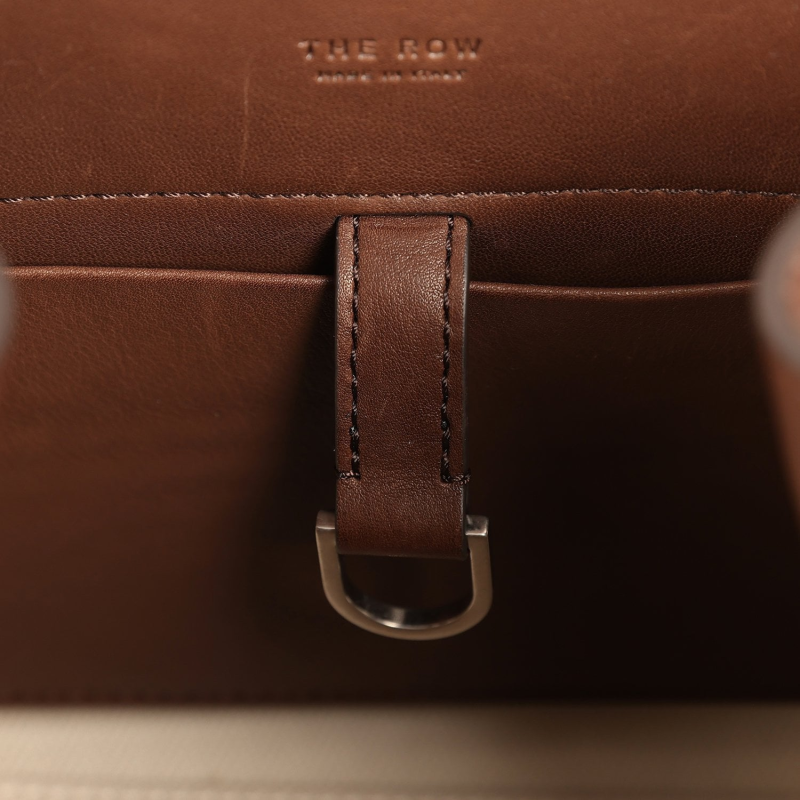 THE ROW SOFT MARGAUX 10 DEEP BROWN SADDLE SILVER HARDWARE
