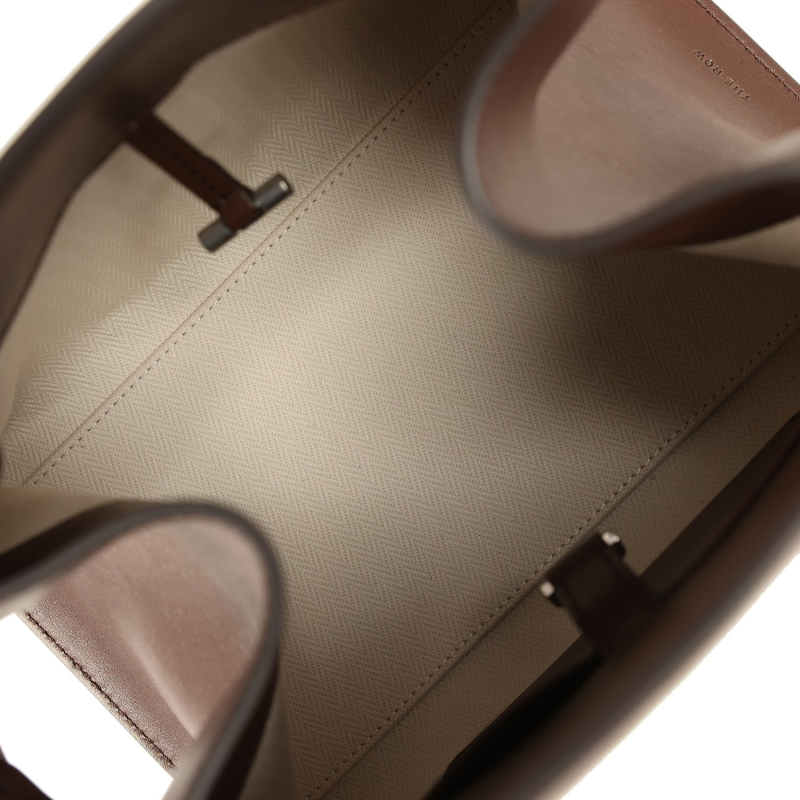 THE ROW SOFT MARGAUX 10 DEEP BROWN SADDLE SILVER HARDWARE