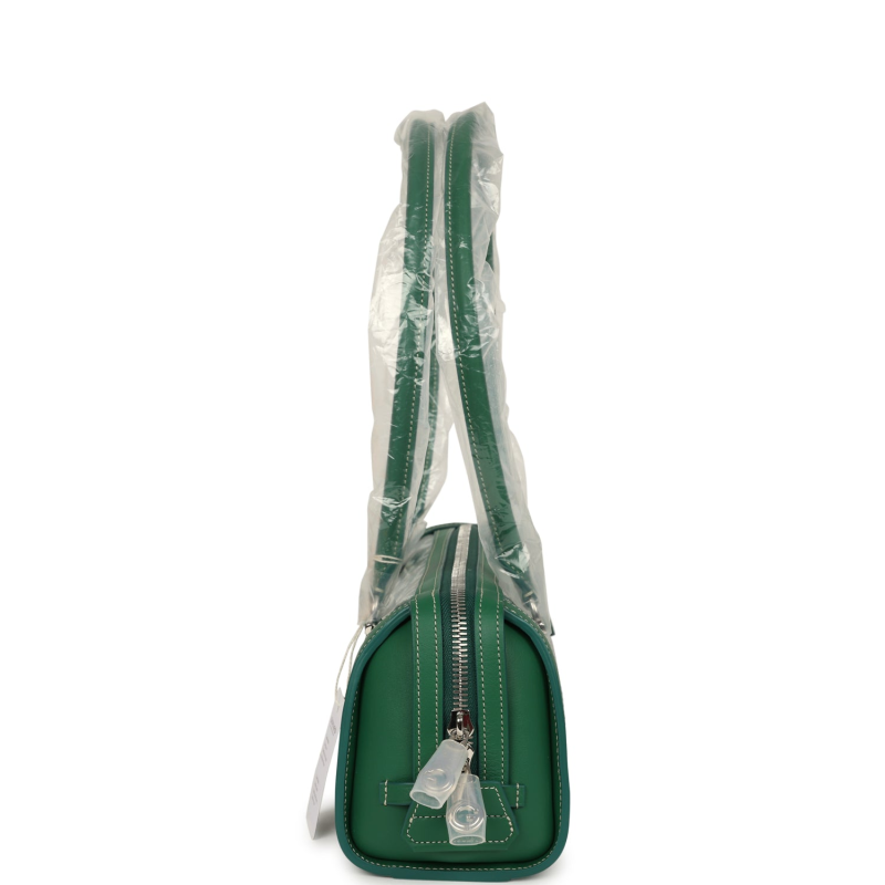 GOYARD GOYARDINE CANVAS BONBONNIèRE BAG GREEN CHEVROCHES CALFSKIN PALLADIUM HARDWARE