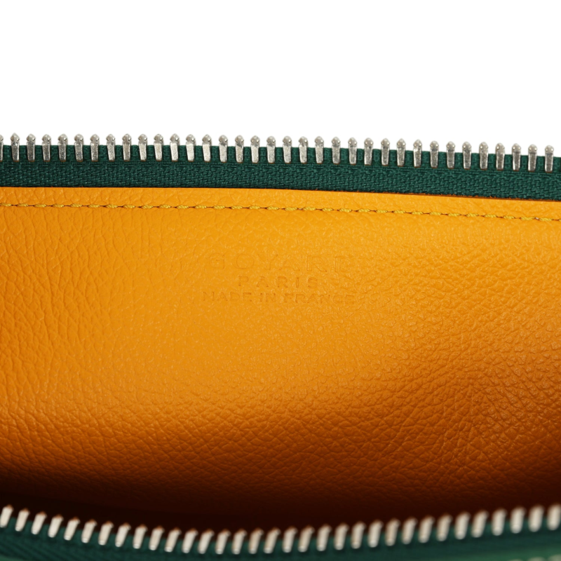GOYARD GOYARDINE CANVAS BONBONNIèRE BAG GREEN CHEVROCHES CALFSKIN PALLADIUM HARDWARE