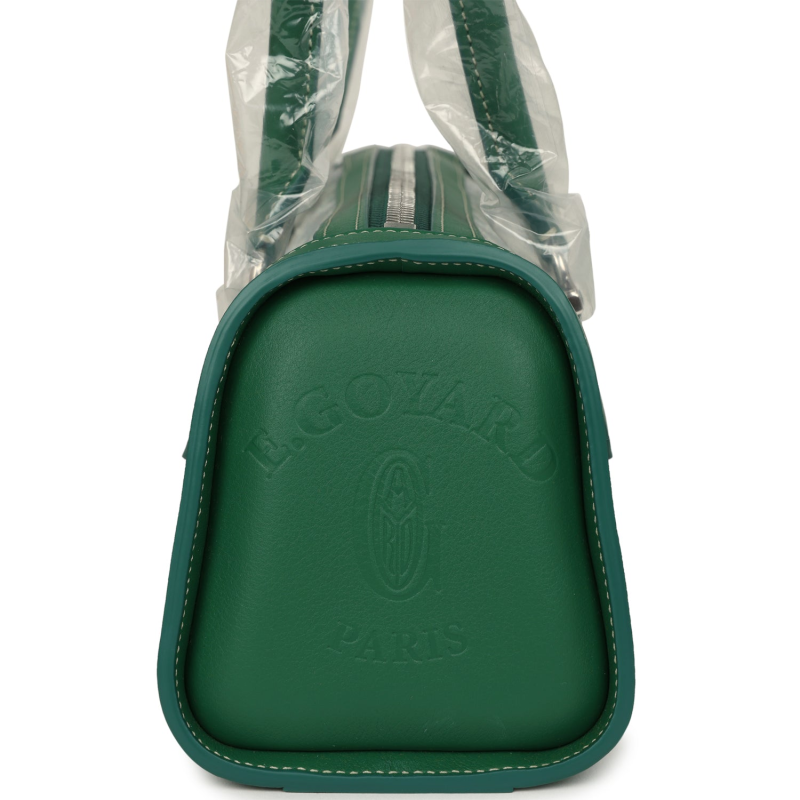 GOYARD GOYARDINE CANVAS BONBONNIèRE BAG GREEN CHEVROCHES CALFSKIN PALLADIUM HARDWARE