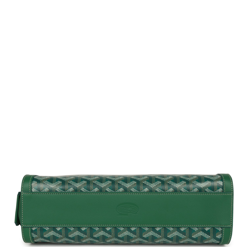 GOYARD GOYARDINE CANVAS BONBONNIèRE BAG GREEN CHEVROCHES CALFSKIN PALLADIUM HARDWARE