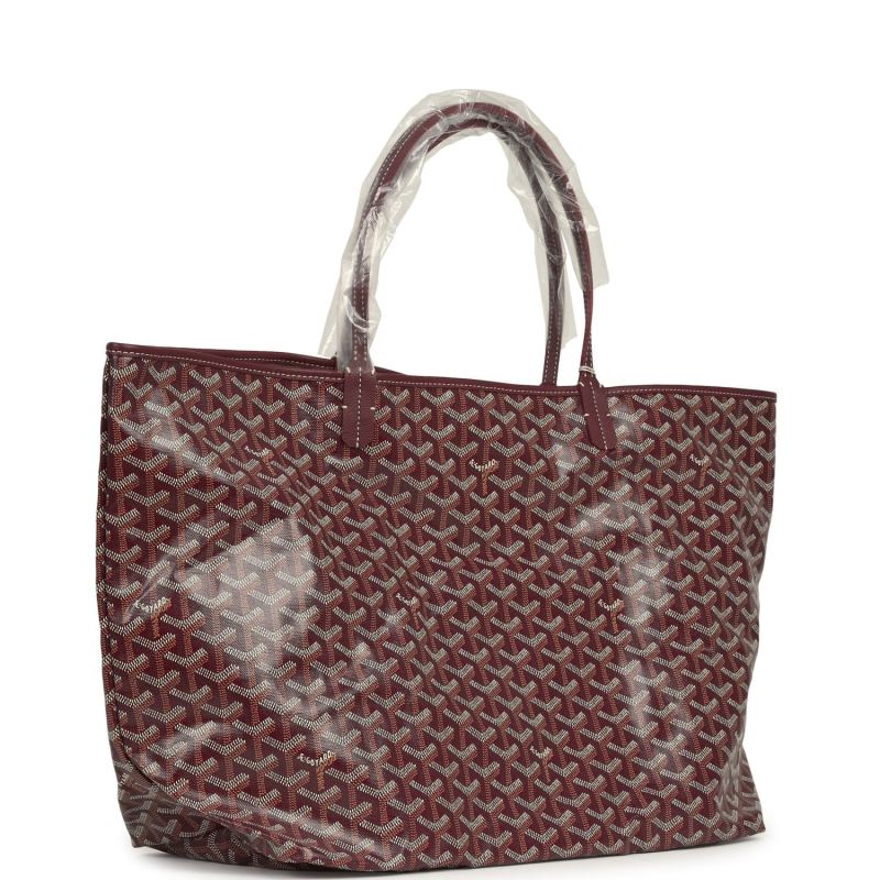 GOYARD GOYARDINE BURGUNDY SAINT LOUIS GM TOTE BAG PALLADIUM HARDWARE