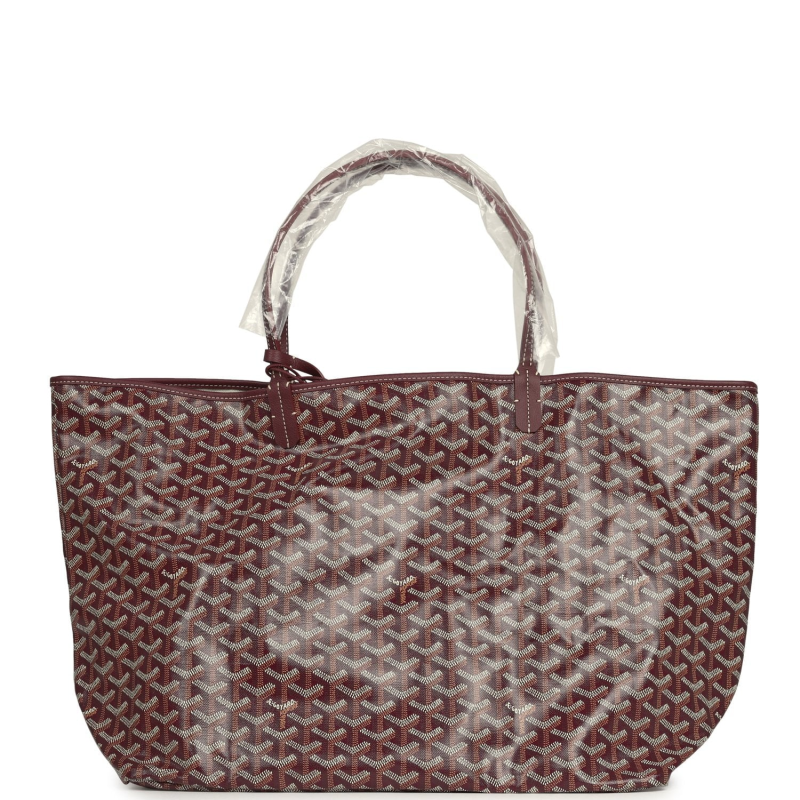 GOYARD GOYARDINE BURGUNDY SAINT LOUIS GM TOTE BAG PALLADIUM HARDWARE