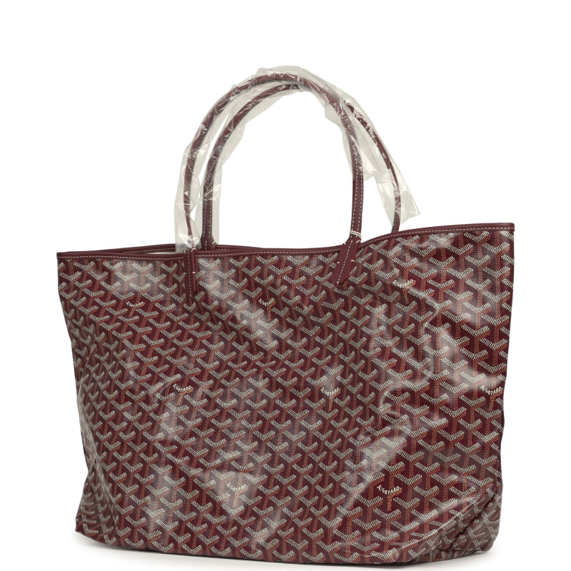 GOYARD GOYARDINE BURGUNDY SAINT LOUIS GM TOTE BAG PALLADIUM HARDWARE