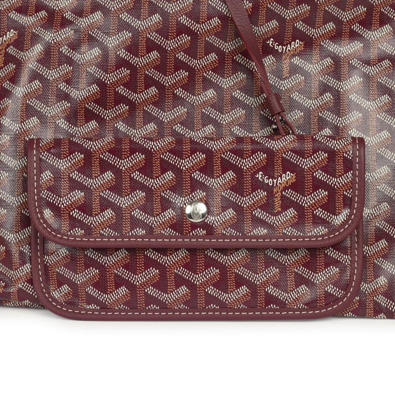 GOYARD GOYARDINE BURGUNDY SAINT LOUIS GM TOTE BAG PALLADIUM HARDWARE