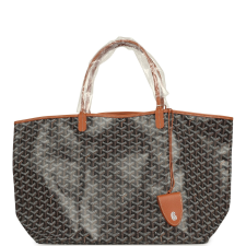 GOYARD GOYARDINE BLACK AND BROWN SAINT LOUIS GM TOTE BAG PALLADIUM HARDWARE