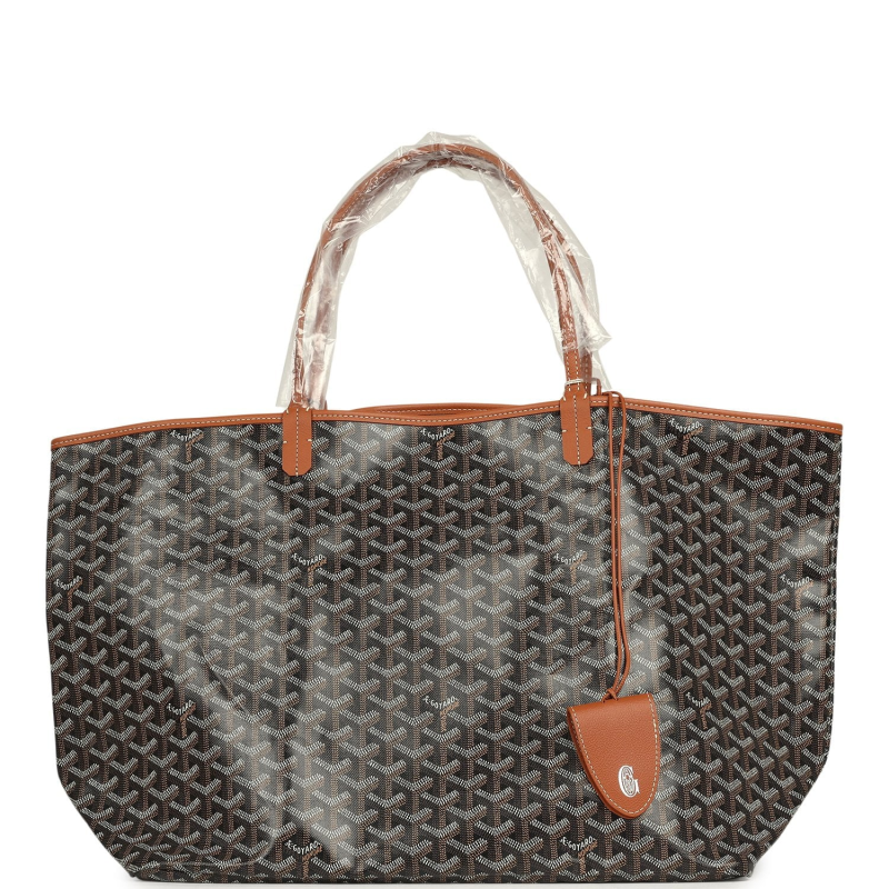 GOYARD GOYARDINE BLACK AND BROWN SAINT LOUIS GM TOTE BAG PALLADIUM HARDWARE