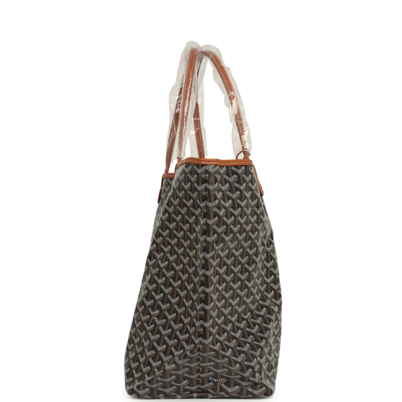 GOYARD GOYARDINE BLACK AND BROWN SAINT LOUIS GM TOTE BAG PALLADIUM HARDWARE