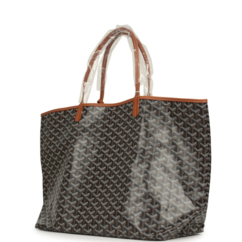 GOYARD GOYARDINE BLACK AND BROWN SAINT LOUIS GM TOTE BAG PALLADIUM HARDWARE