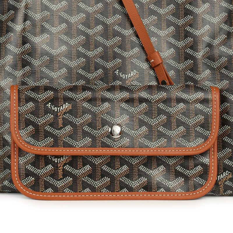 GOYARD GOYARDINE BLACK AND BROWN SAINT LOUIS GM TOTE BAG PALLADIUM HARDWARE