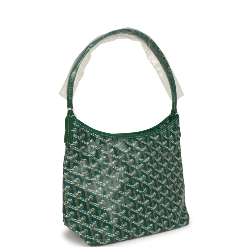 GOYARD GOYARDINE GREEN BOHEME MINI HOBO BAG PALLADIUM HARDWARE