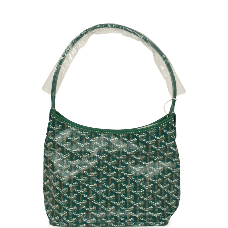 GOYARD GOYARDINE GREEN BOHEME MINI HOBO BAG PALLADIUM HARDWARE