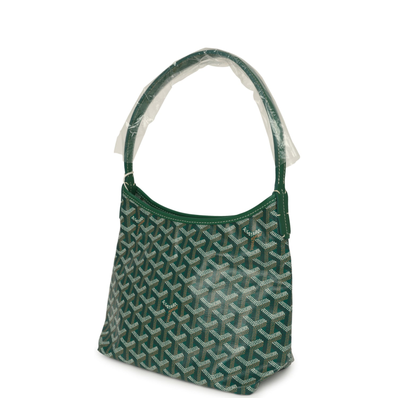 GOYARD GOYARDINE GREEN BOHEME MINI HOBO BAG PALLADIUM HARDWARE