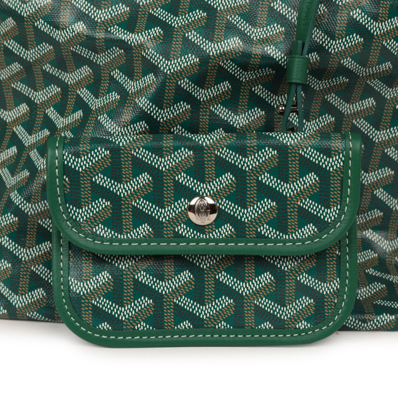 GOYARD GOYARDINE GREEN BOHEME MINI HOBO BAG PALLADIUM HARDWARE