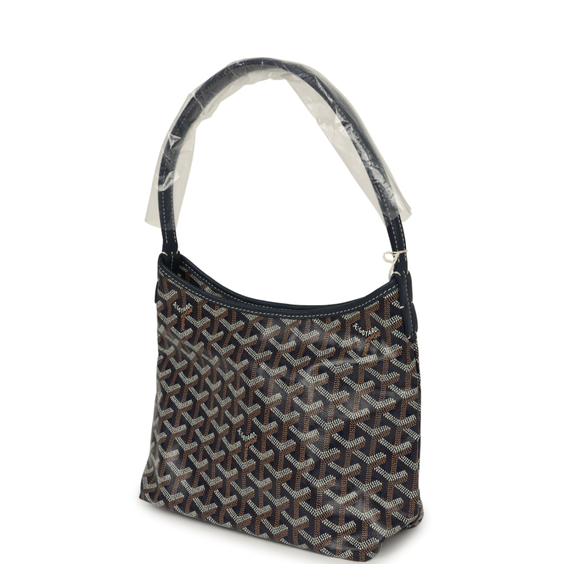 GOYARD GOYARDINE NAVY BOHEME MINI HOBO BAG PALLADIUM HARDWARE