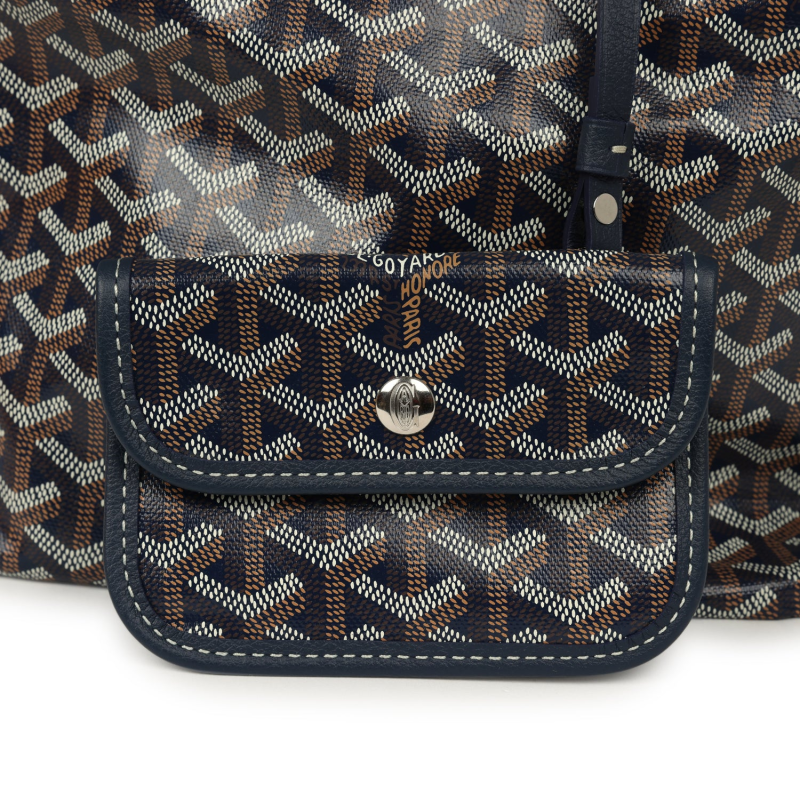 GOYARD GOYARDINE NAVY BOHEME MINI HOBO BAG PALLADIUM HARDWARE