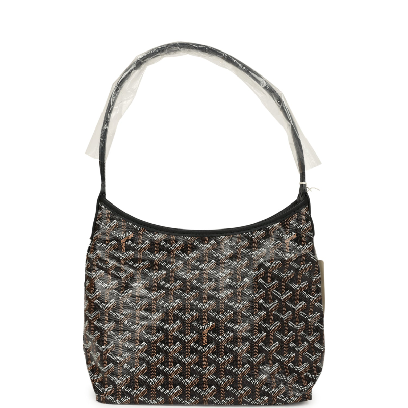 GOYARD GOYARDINE BLACK BOHEME MINI HOBO BAG PALLADIUM HARDWARE
