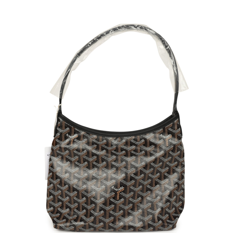 GOYARD GOYARDINE BLACK BOHEME MINI HOBO BAG PALLADIUM HARDWARE