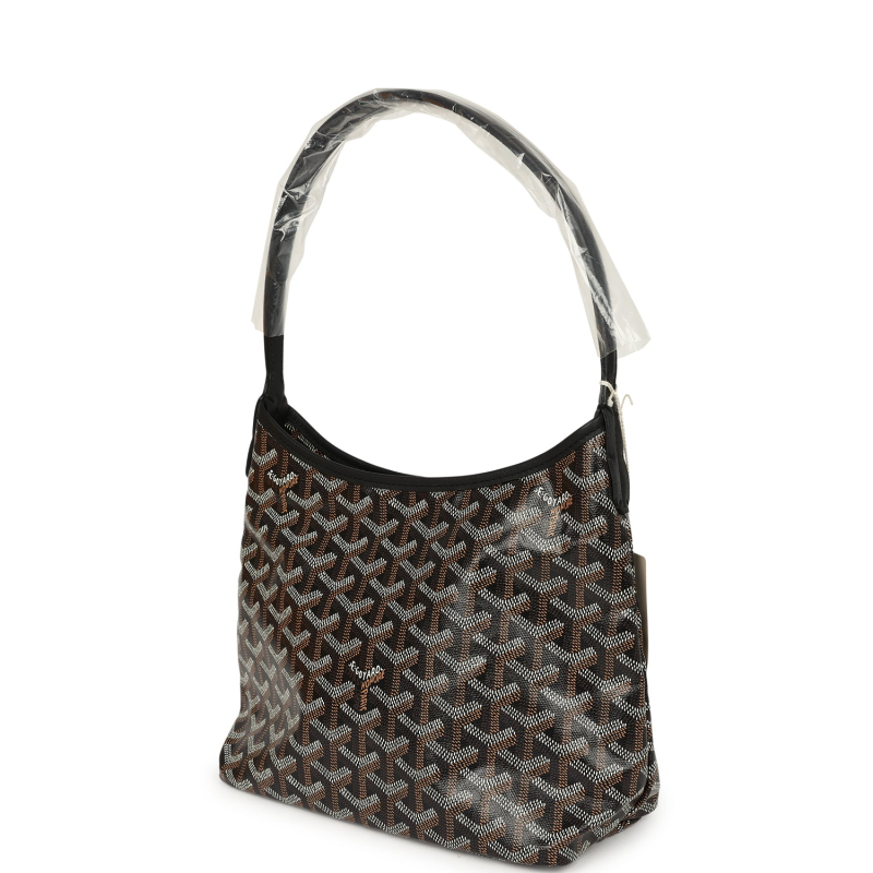 GOYARD GOYARDINE BLACK BOHEME MINI HOBO BAG PALLADIUM HARDWARE