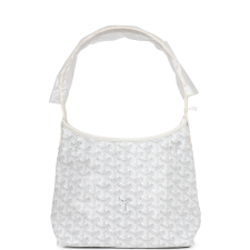 GOYARD GOYARDINE WHITE BOHEME MINI HOBO BAG PALLADIUM HARDWARE