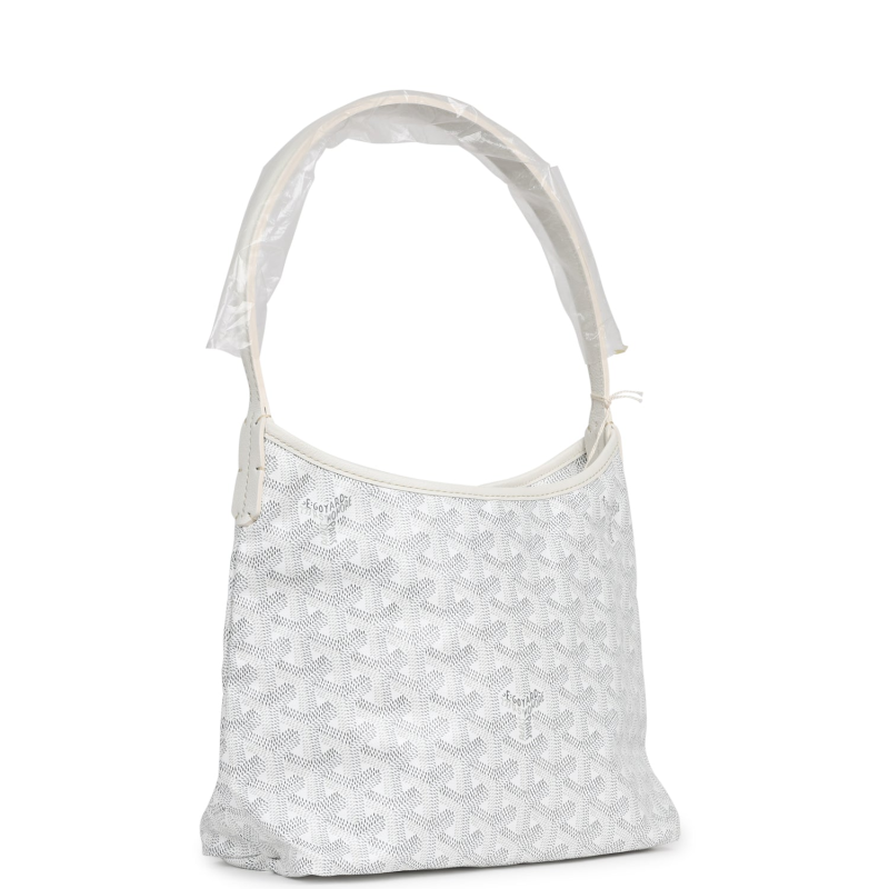 GOYARD GOYARDINE WHITE BOHEME MINI HOBO BAG PALLADIUM HARDWARE