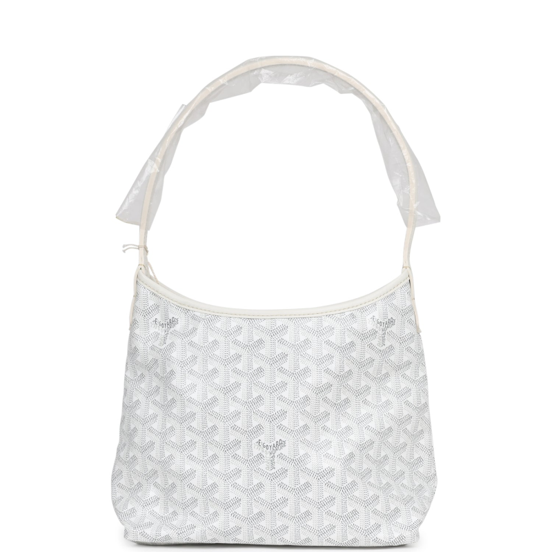 GOYARD GOYARDINE WHITE BOHEME MINI HOBO BAG PALLADIUM HARDWARE