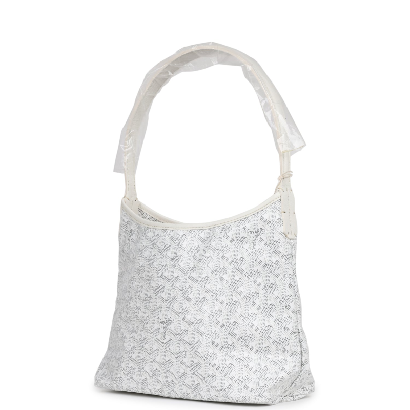 GOYARD GOYARDINE WHITE BOHEME MINI HOBO BAG PALLADIUM HARDWARE